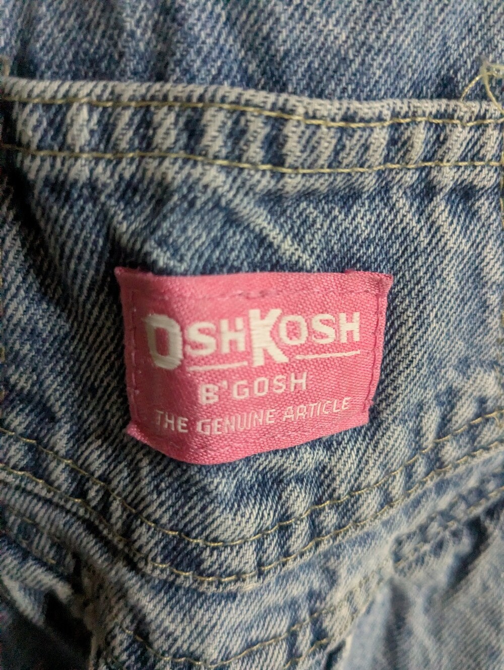 Vintage OshKosh B'gosh Overalls Kids Girls 2T Blue Denim Vestbak 90s Snap Leg - Picture 2 of 11